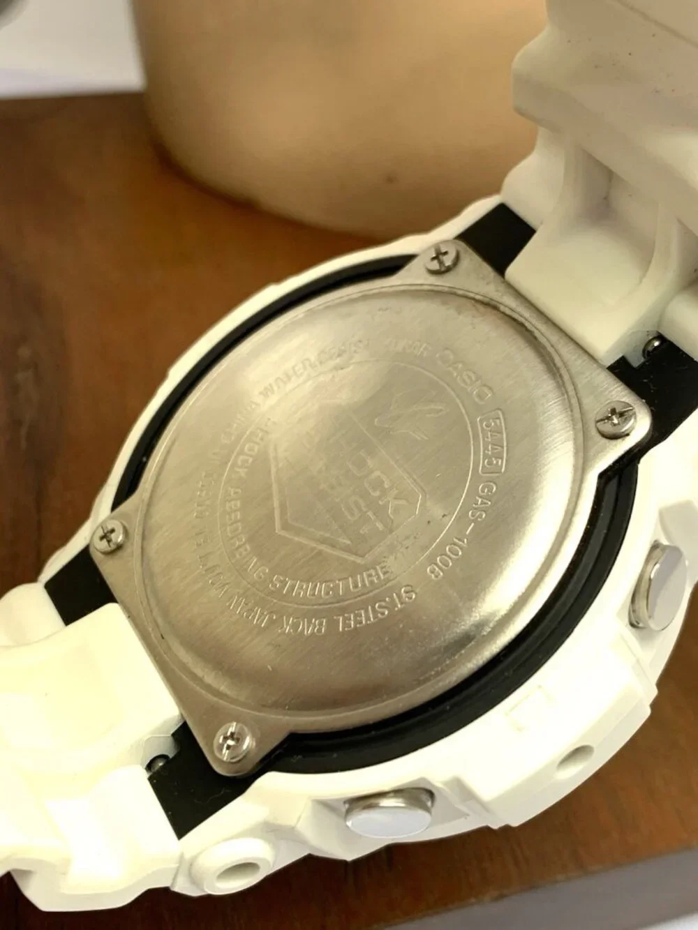 Casio Mens Watch G-Shock GAS100 White Resin Analog Digital Tough Solar 47mm 5445